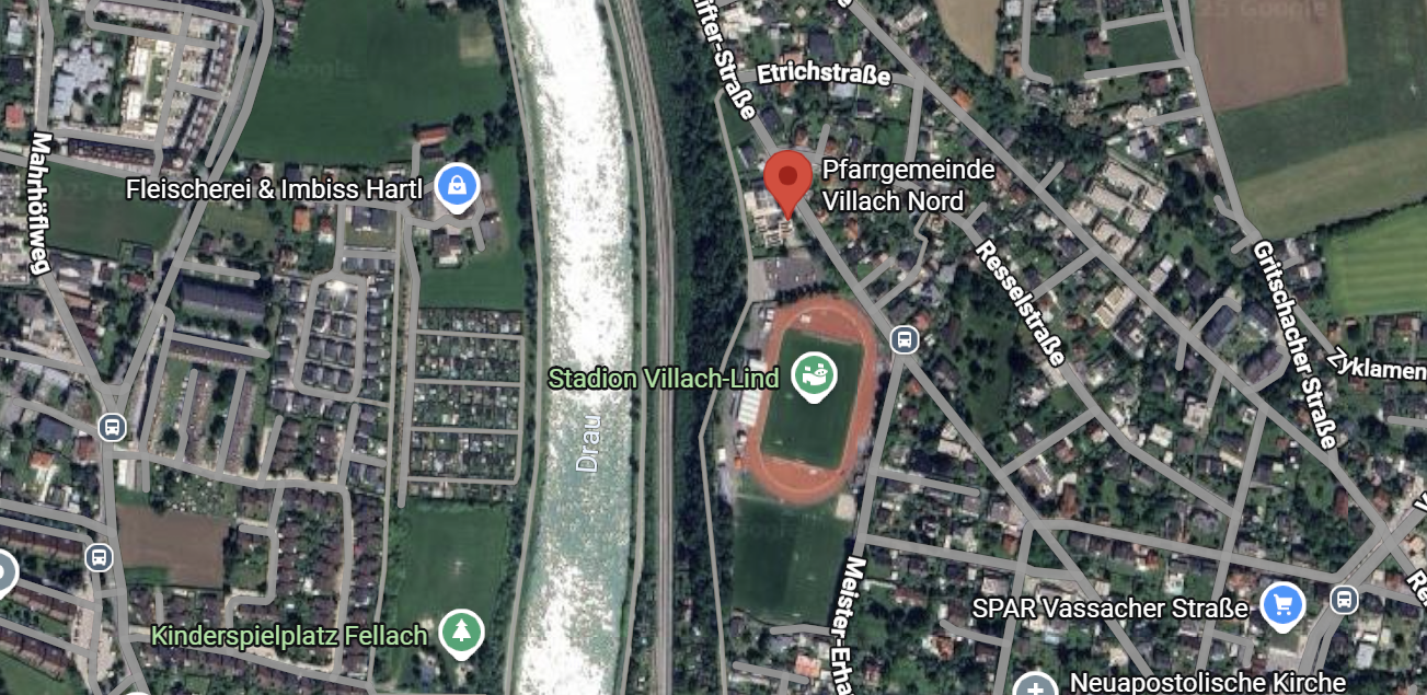 Karte in Google Maps öffnen Abbildung einer Landkarte mit dem Standort der Pfarrgemeinde Villach Nord